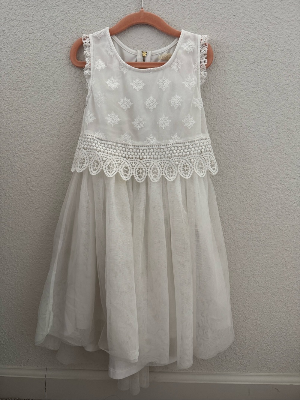 btween White Lace Tulle Formal Dress for Girls